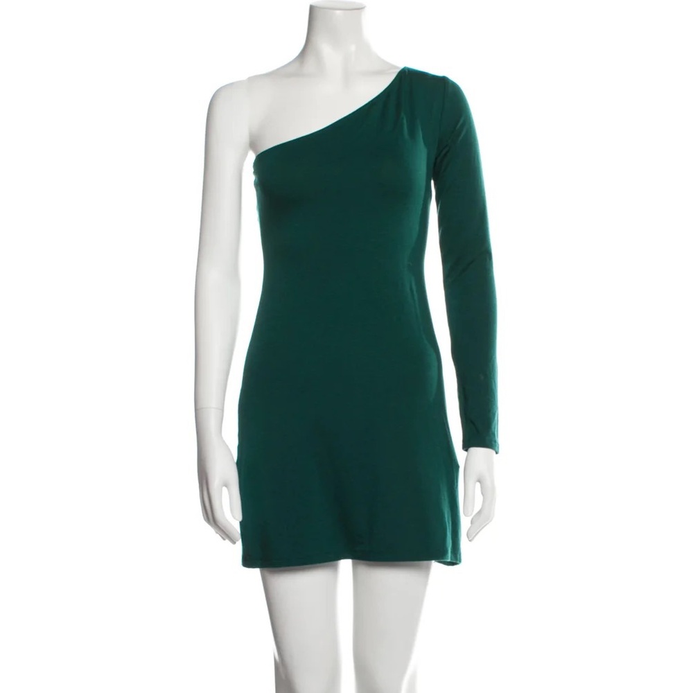 NWOT Reformation Yara One Shoulder Mini Dress Emerald